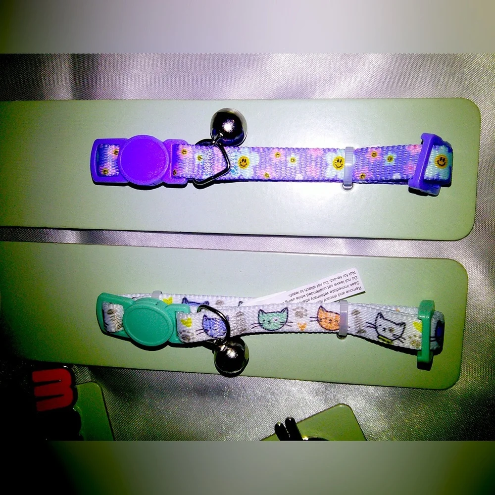 2 Kitty City Cat Collars and 2 Kitty City Charms
